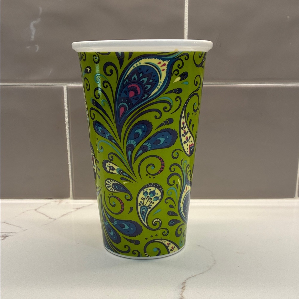 Green Paisley Ceramic Cup Coffee Tea